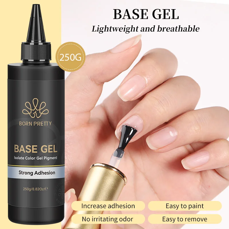 BORN PRETTY 250g Super Bright Top Coat Base Gel Long Lasting Clear Function Gel Manicure Soak Off UV LED Gel Nail Polish