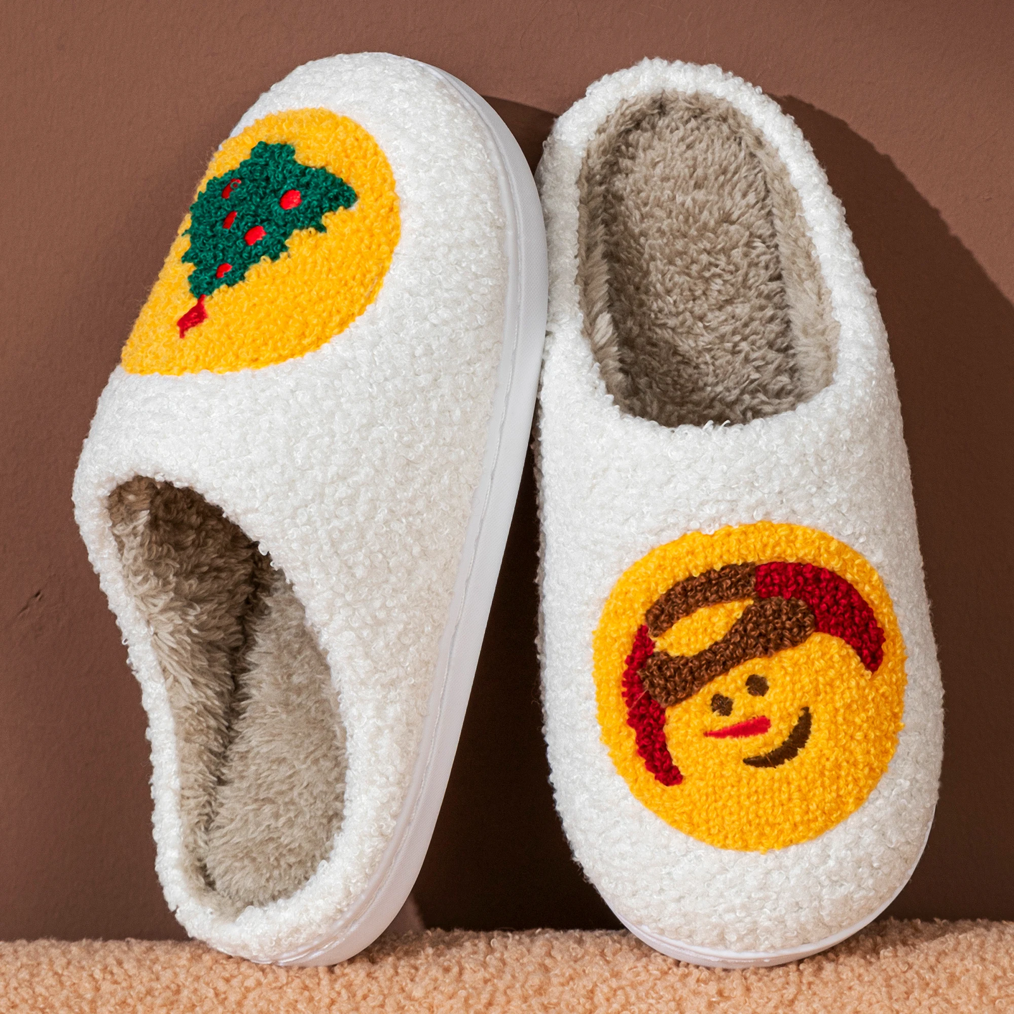 Women Christmas Closed Toe Fuzzy Slippers Cute Snowman Xmas Tree Pattern Fluffy Plush Non Slip Sole Warm Winter Indoor Shoes - view 2