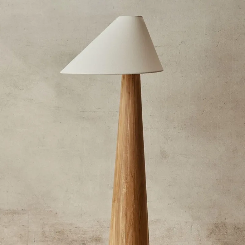Solid wood floor lamp, Japanese vintage wabi-sabi style tea room living room bedroom bedside lamp, natural wood study