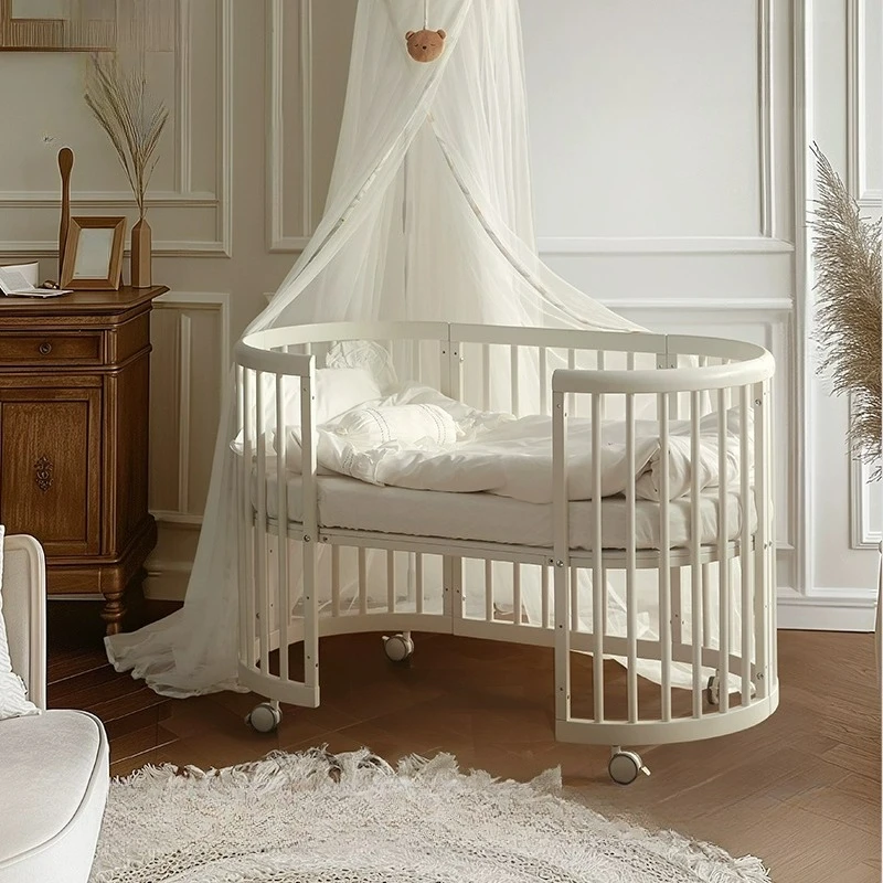wooden cot with mee mee baby mosquito net