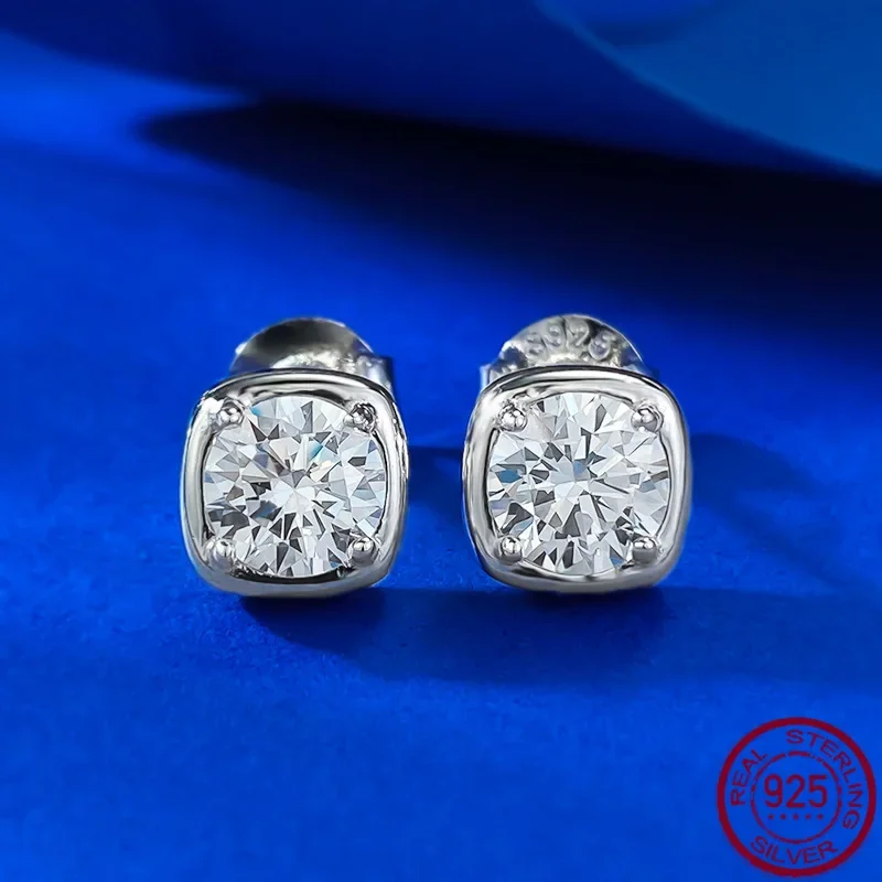 

Новые серьги из серебра S925, инкрустированные круглыми бриллиантами диаметром 6,0 мм, модные, простые и универсальные свадебные украшения на один предмет