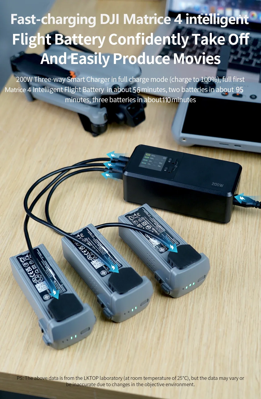 200W three-channel charger Battery Charging Hub for DJI Matrice 4 Series with Storage/Silent/Output Mode