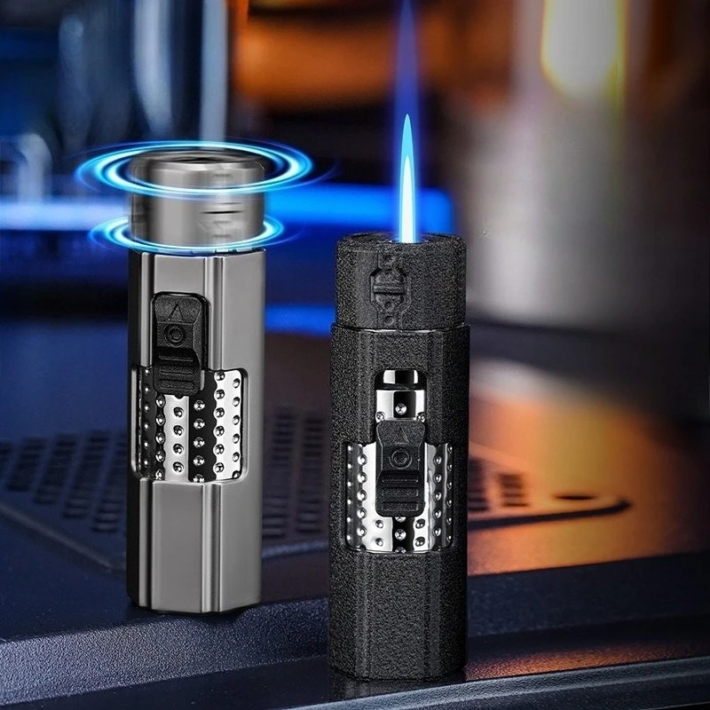 

Новая роторная декомпрессионная зажигалка, портативная газовая зажигалка прямой сигар, ценная сигаретная зажигалка, необходимая для модных мужчин