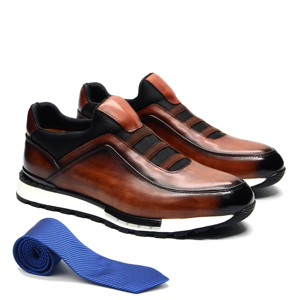 

Classic Brand Design Man Casual Sneakers Genuine Cow Leather Handmade Slip-on Fashion Sneaker Mens Loafers Chaussures Hommes