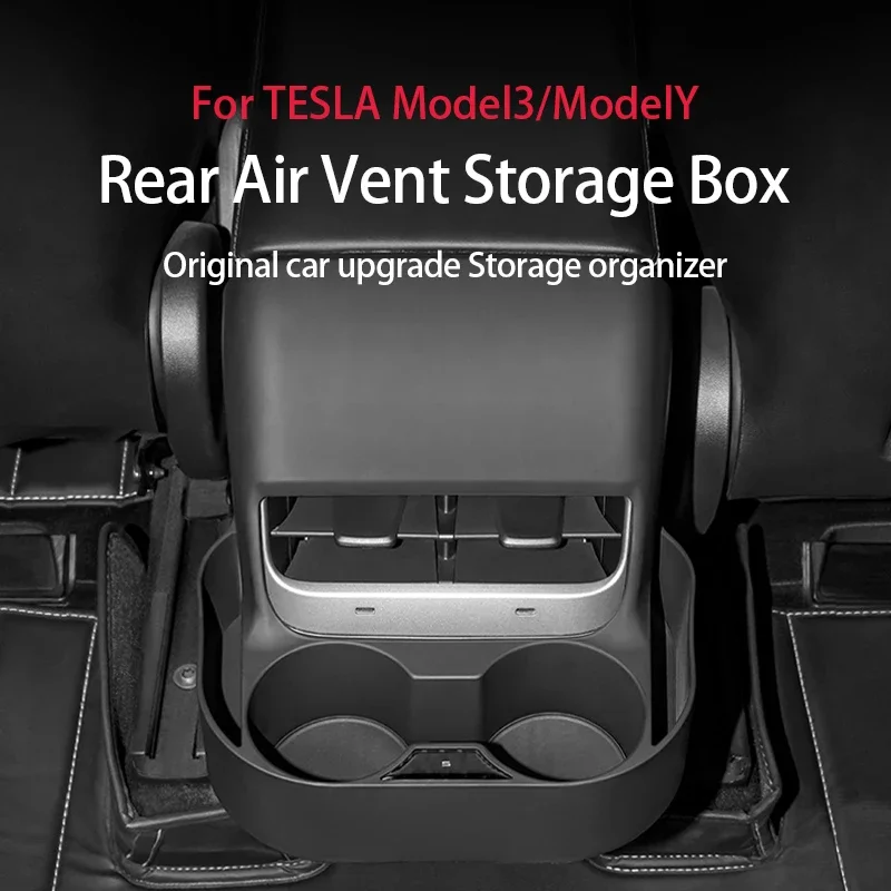 For Tesla Model 3 Y Rear Seat Air Vent Car Water cup limiter Drink Bottle Organizer Multi-Function Cup Holders Accessories