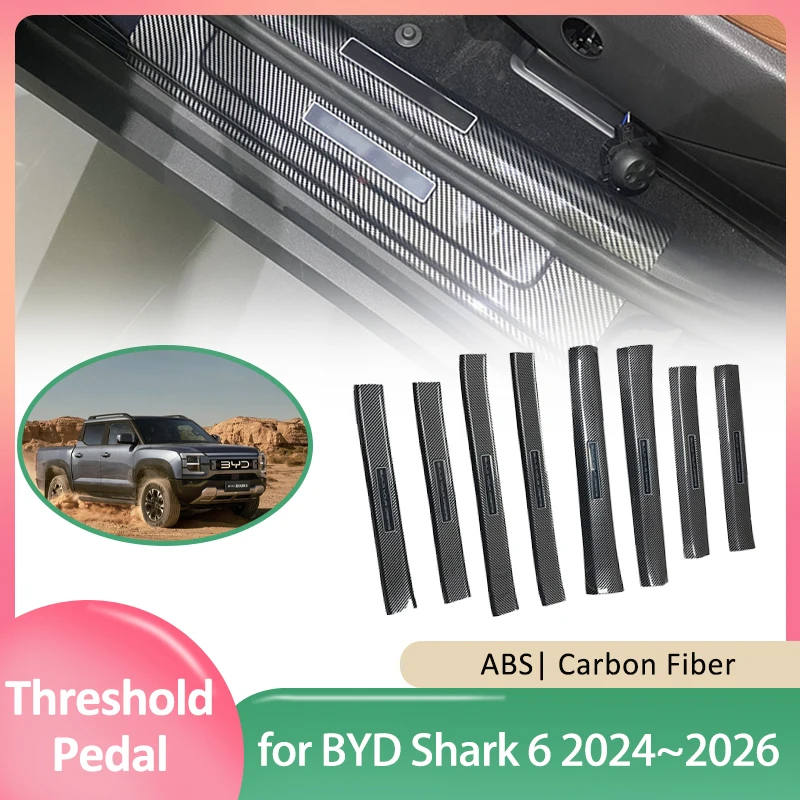 

Накладка на порог автомобиля для BYD Shark 6 2024 ~ 2026 2025 ABS Добро пожаловать, защита порога педали, накладка, наклейка, часть аксессуаров