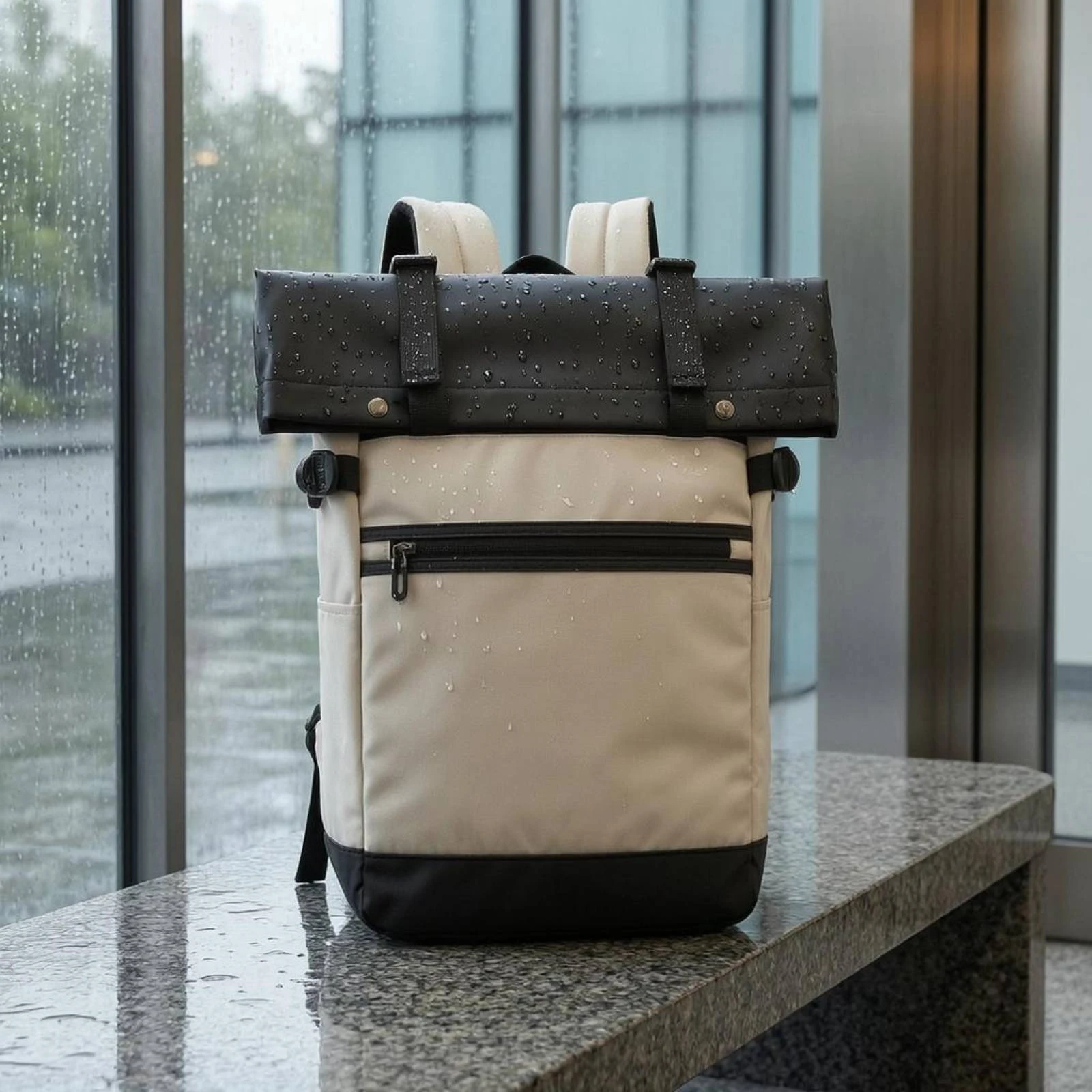 17-inch-backpack-front-buckle-closure-flap-backpack-travel-gear-rectangular-carry-bag-adjustable-side-buckles-for-commuting