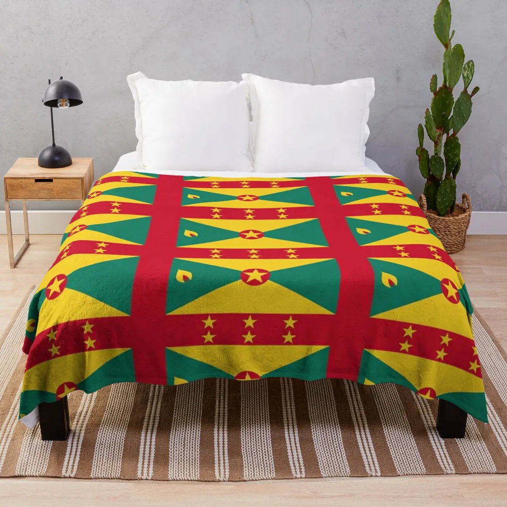 

Grenada flag Throw Blanket Winter beds Single Thermals For Travel Retros Blankets