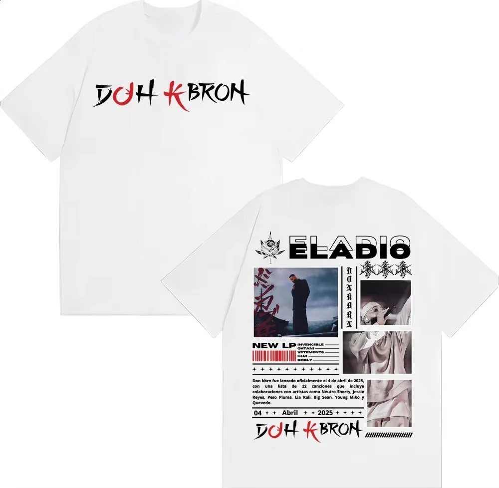 مغني الراب Eladio كاريون Don Kbrn 2025 جولة تي شيرت الرجال النساء Harajuku Y2k المتضخم تي شيرت القطن عادية كم قصير تي شيرت #1