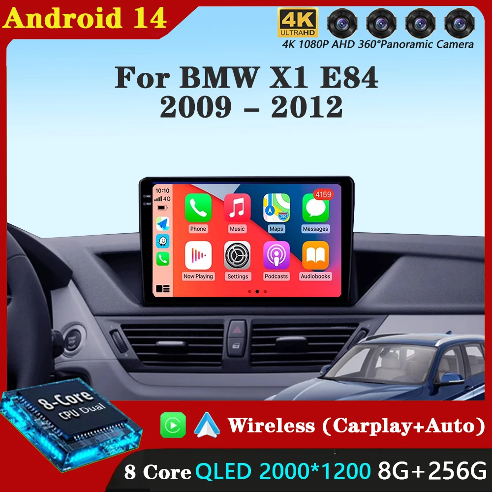 

Android 14 для BMW X1 E84 2009-2012 Автомобильный радиоприемник Мультимедиа QLED DSP WIFI Видеоплееры Auto CarPlay 2 din без DVD GPS-навигация