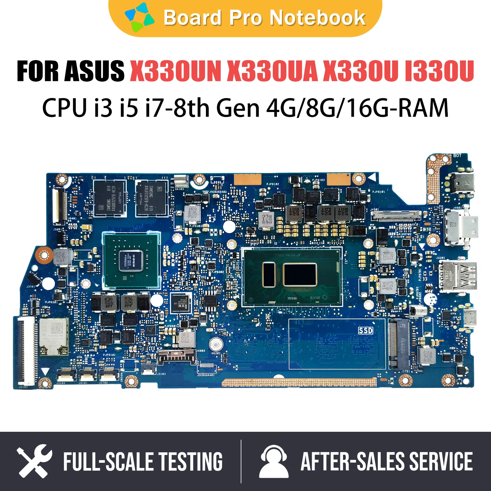 X330UA Laptop Motherboard For ASUS VivoBook X330UN I330UN I330UA X330U Notebook Mainboard CPU I3 I5 I7 8th Gen 4G 8G 16G RAM