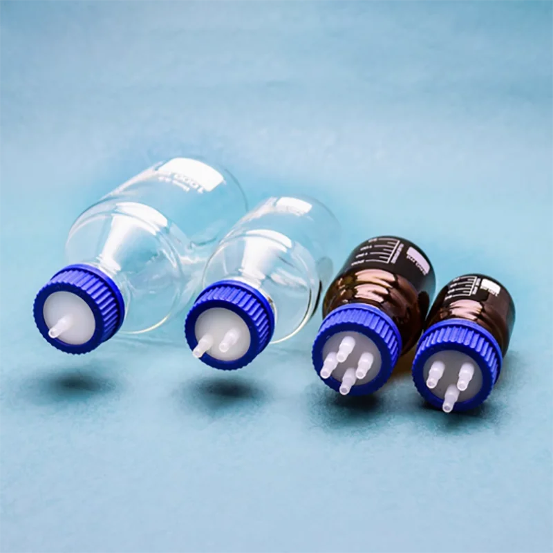 Laboratory GL45 feeding head mobile phase bottle cap plastic reactor adapter cap single double-way three-way four-way cap