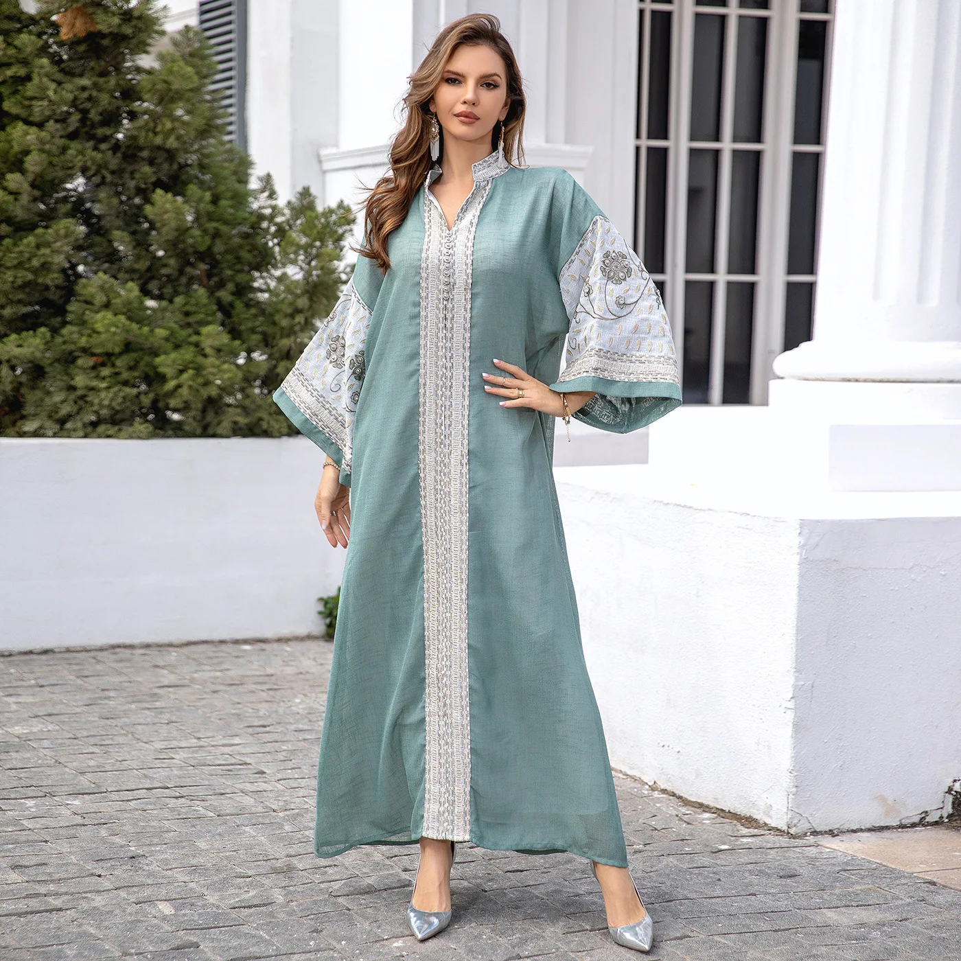 Ramadan Embroidery Abayas for Women Muslim Maxi Dress Djellaba Eid Ramadan Islam Jalabiya Caftan Marocain Femme Clothing Abaya