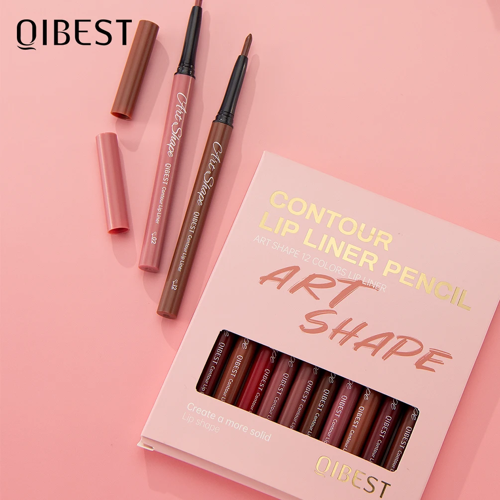 

Qibest 12 Colors Matte Outline Lip Liner Set Waterproof Non-Smudge Nude Color Lipstick Pencil Fixed Lip Liner Makeup Sets