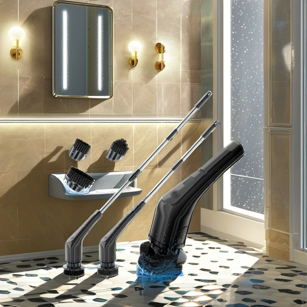 2025 جديد اللاسلكي 7 1 الكهربائية 2500mAh تنظيف فرشاة الغسيل 7 في 1 البلاستيك الغسيل لغرفة الاستحمام حوض الاستحمام الزجاج سيارة المرحاض #3