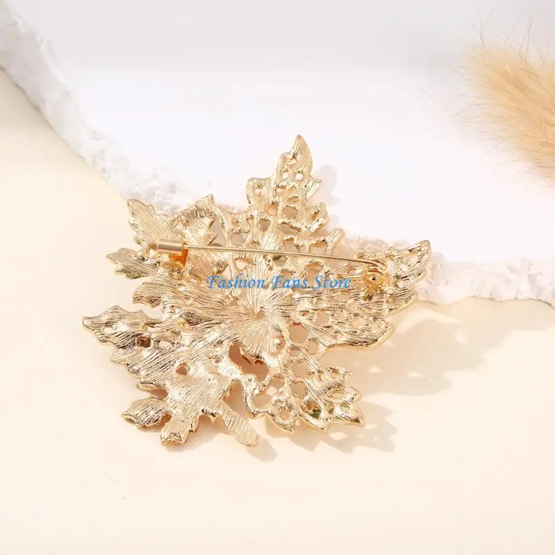 بروش أنيق من خشب القيقب للنساء مزين بكريستال معدني مستوحى من الطراز العتيق لحفلات الزفاف والارتداء اليومي #4