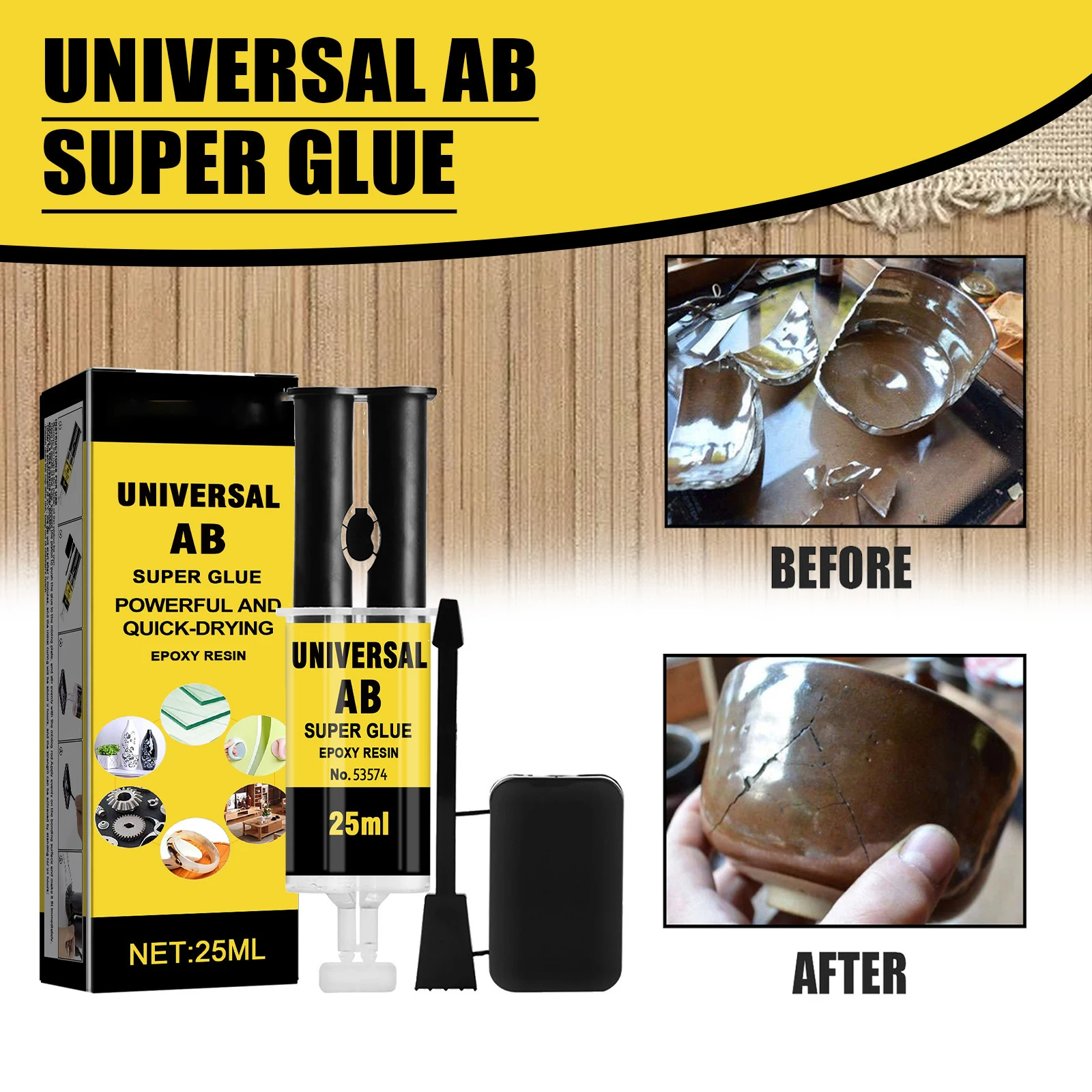 1-3pcs 25ml Box Epoxy Resin AB Adhesive Waterproof And High Temperature Resistant All-Purpose Repair Push-Pipe Glue Woodworking