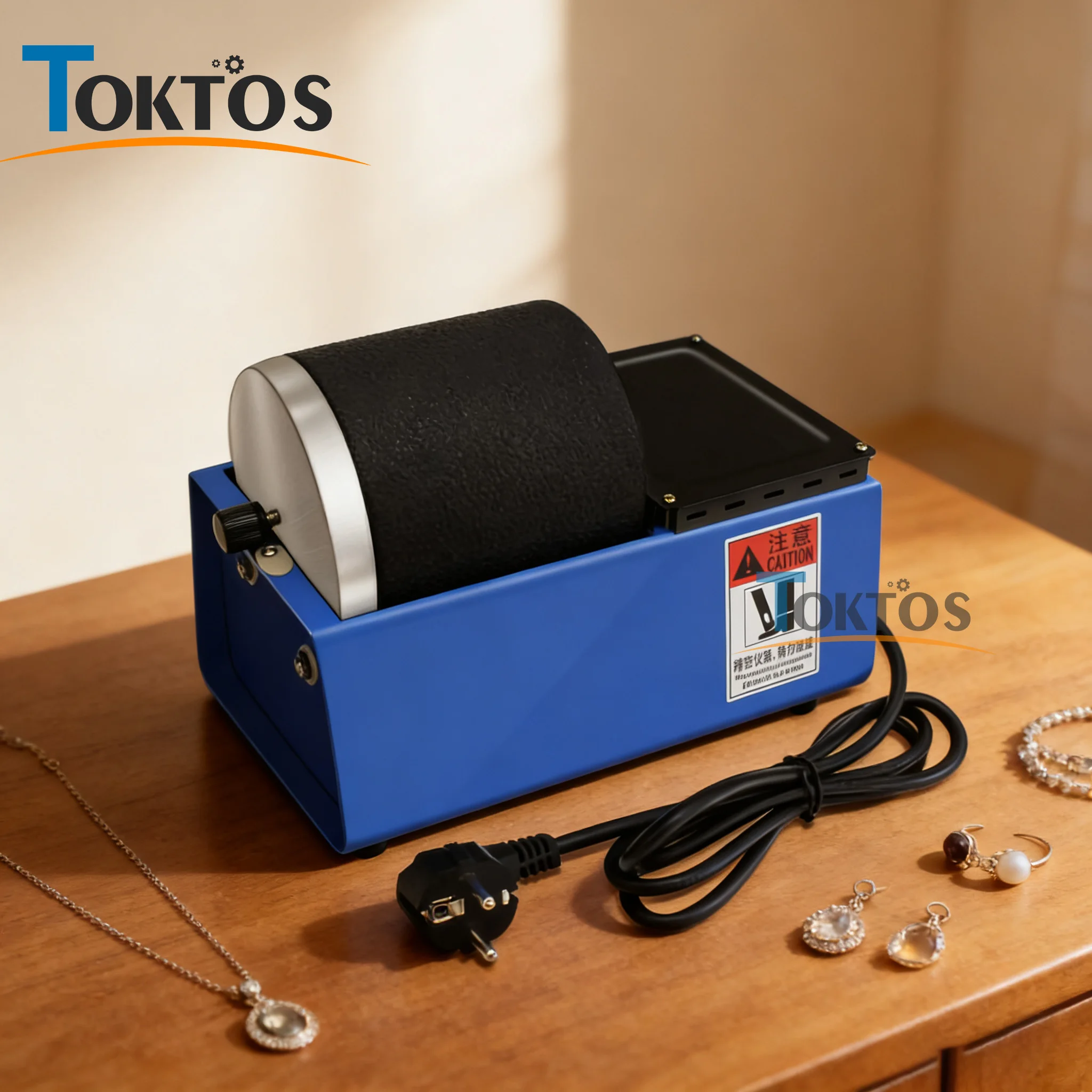 

TOKTOS Rock Tumbler Kit Professional Rotary Polisher with Leakproof Rubber Barrel for Stones Crystals Glass Metal