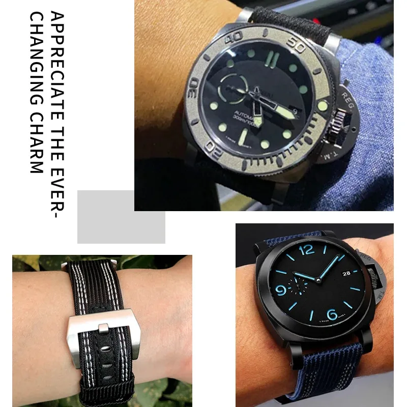 24 مللي متر 26 مللي متر النايلون قماش الساعات صالح ل Peinerai PAM 985 984 Luminor 1950 غاطسة النسيج حزام ساعة اليد اكسسوارات أساور