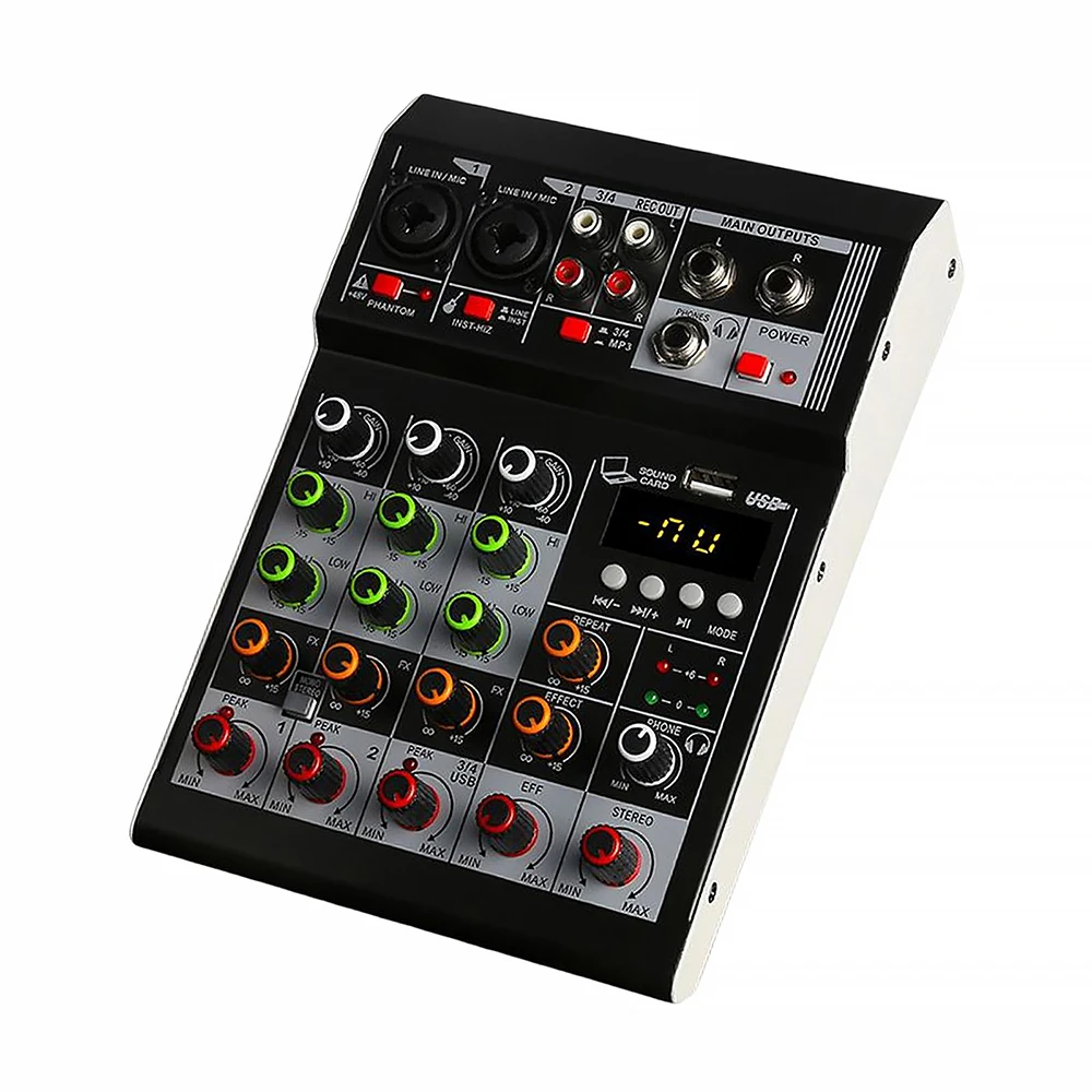Audiomixer F4a Mixing Console Ingebouwde 16dsp Effecten Bluetooth Usb Record Computer 48V Phantom Power 4 Kanalen Usb Geluidskaart