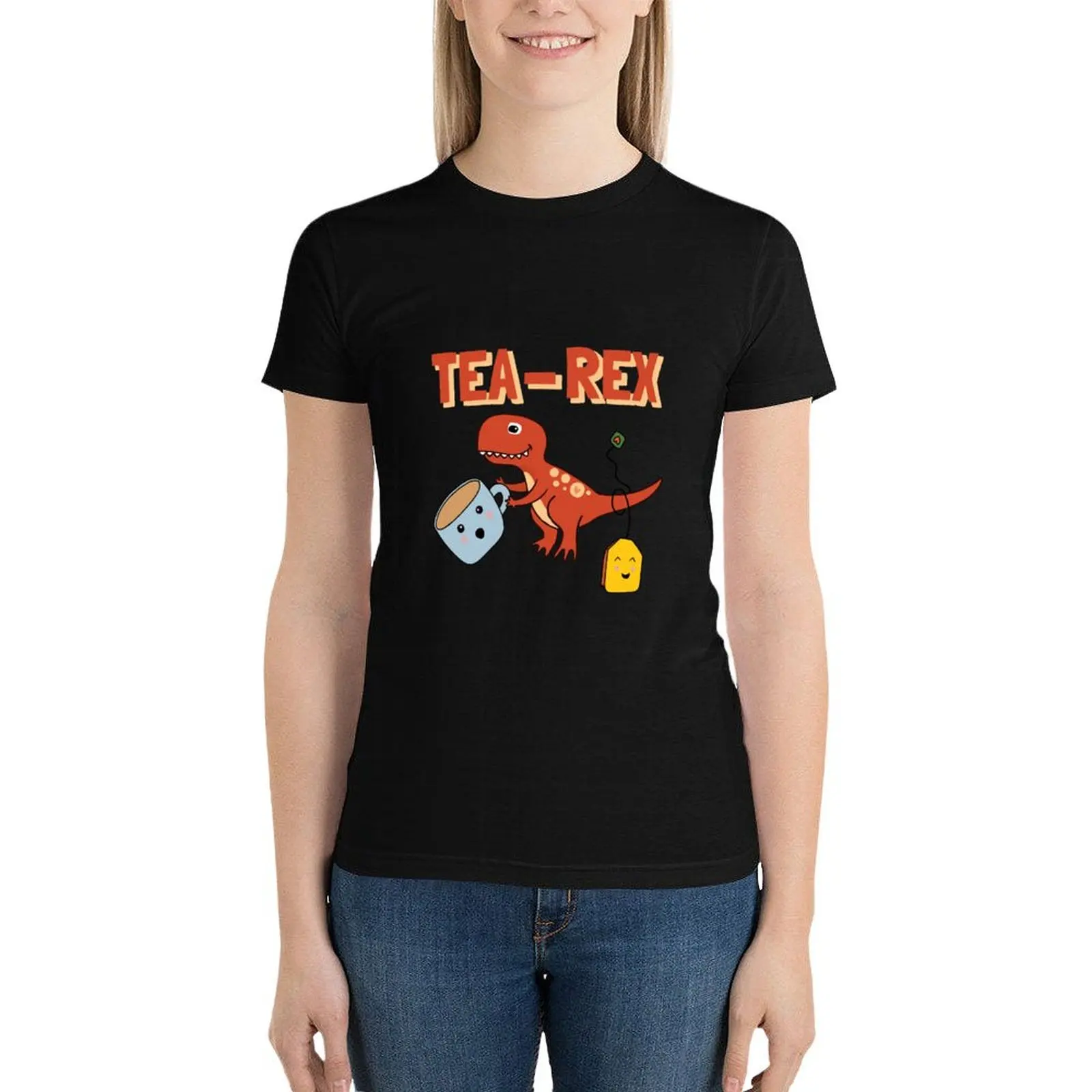 T-shirt à manches courtes Tea-Rex rouge pour femme, vêtements animés, blouses d'été, scopique, 600, 2024