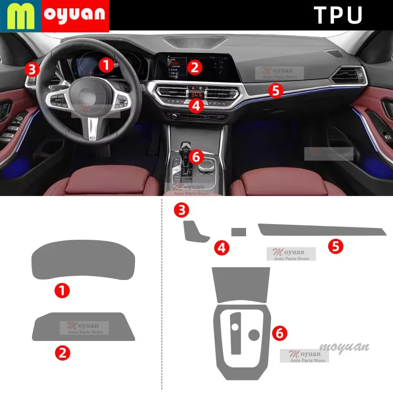 Tpu Transparent Film for BMW 3 Series 325 320 330 Car Interior Stickers Center Console Touch Screen Dashboard Air Gear Panel