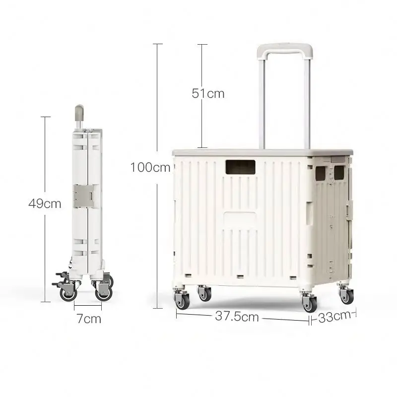 Wheels Foldable Shopping Cart Trolleys Collapsible Wheeled Personal Folding Shopping Carts for Seniors