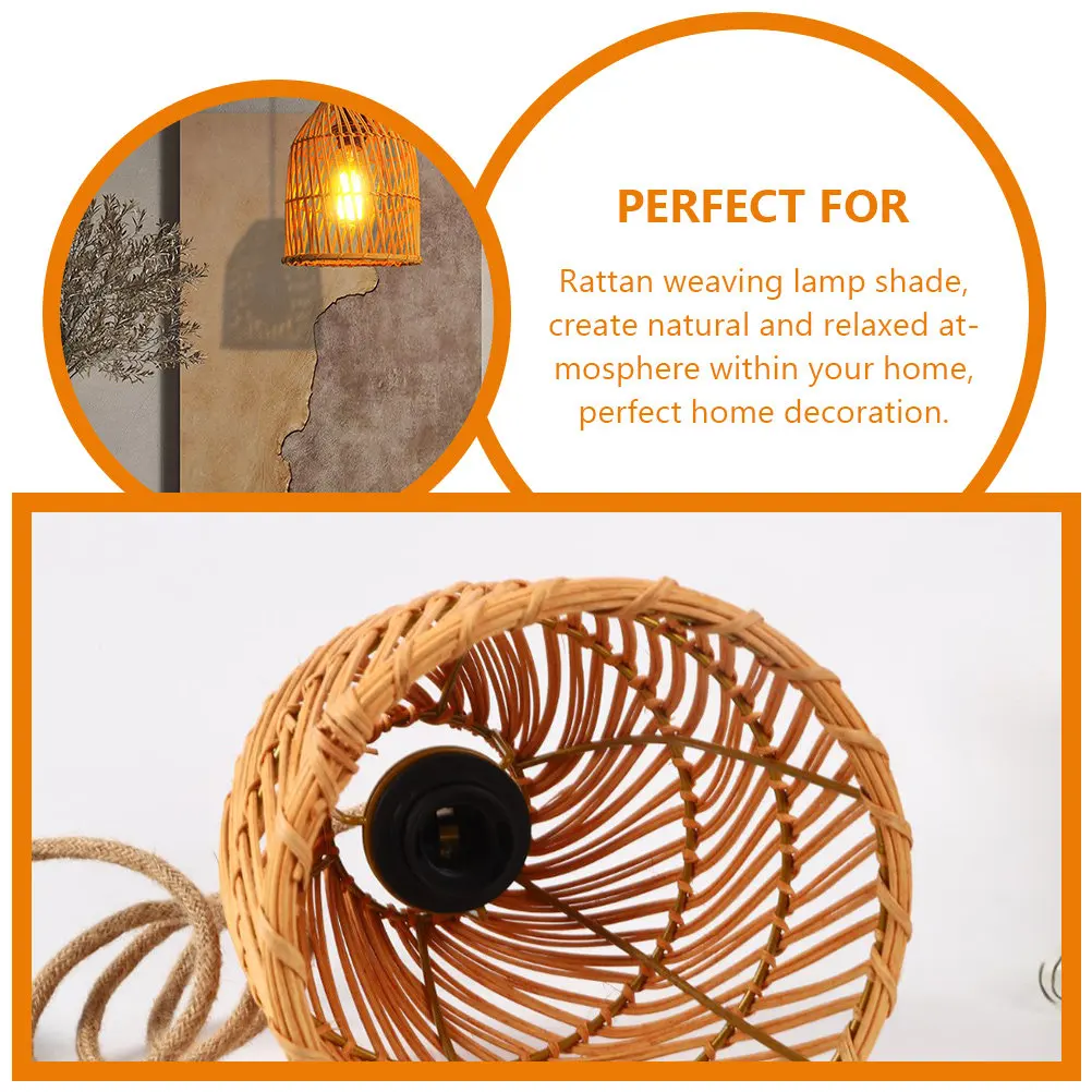 

Woven Rattan Lamp Shade for Hanging Lamp Bohemian Ceiling Light Cover Decorative Rustic Pendant Light Fixture for Living Room