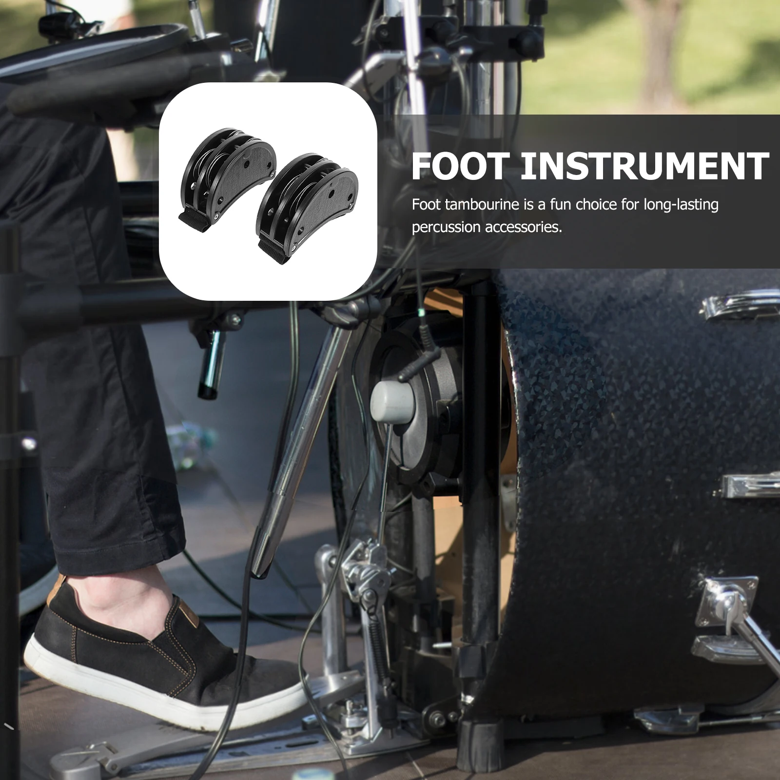 

Tambourines for Adults Foot Bell Accessories Musical Instruments Percussion Black Metal