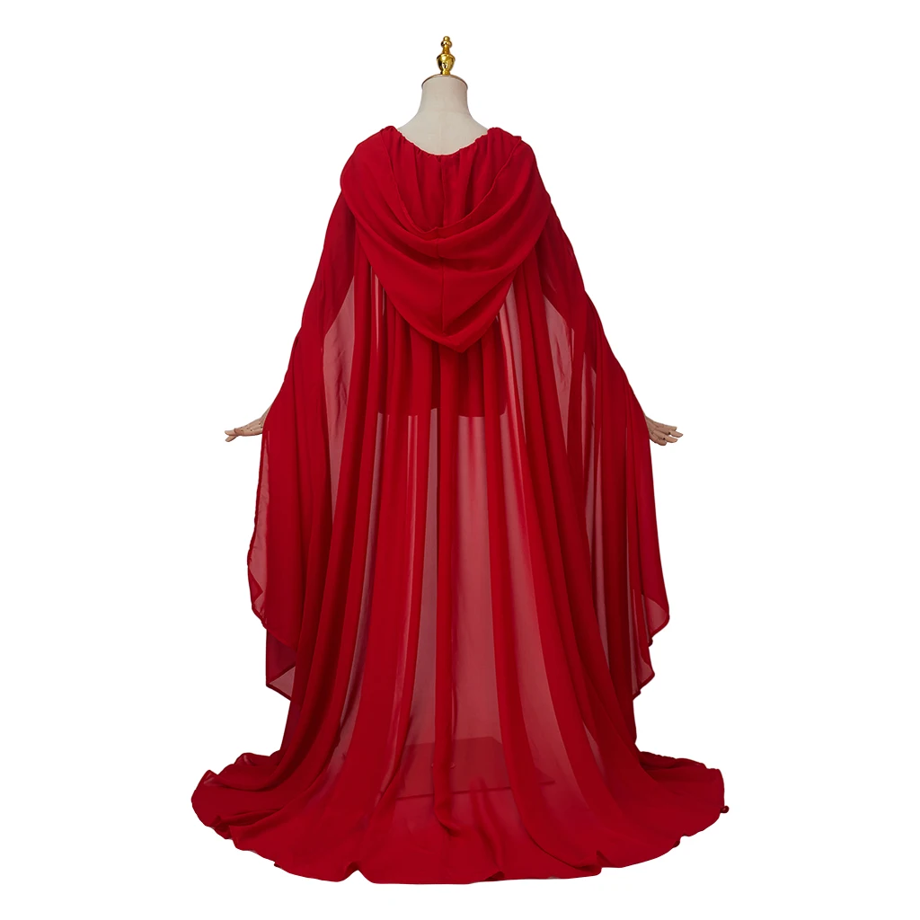 Manto de veludo de Halloween do adulto, capa encapuzada, traje medieval, bruxa, wicca, vampiro, vestido inteiro, casaco, manto vermelho, cosplay, bricolage