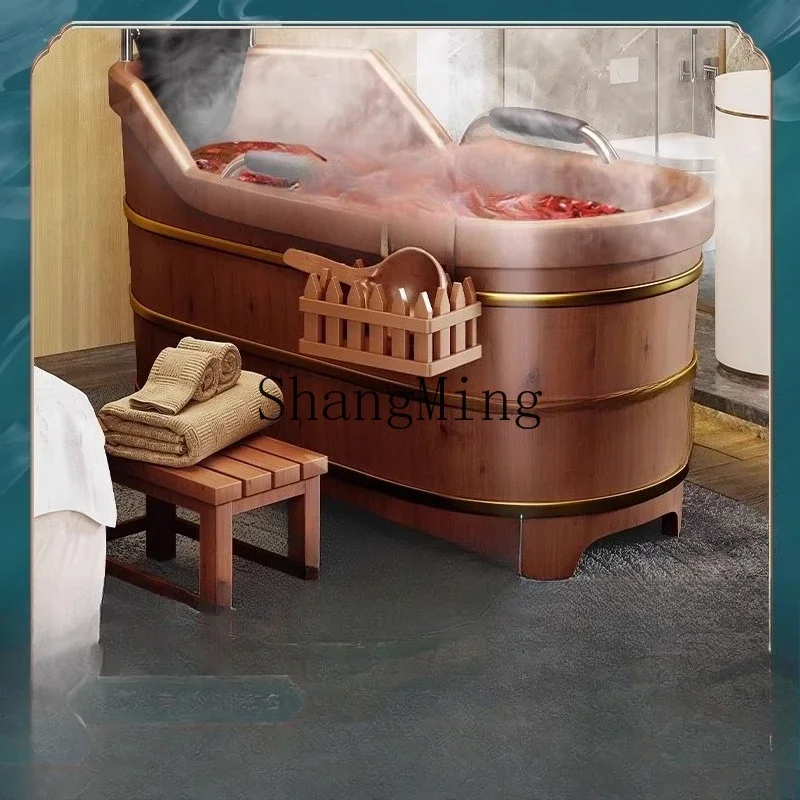 

SM new simple wind wooden bucket bath bath whole body household solid wood armrest bath tank basin