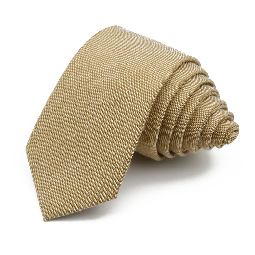 الكلاسيكية 6 سنتيمتر الصلبة مخطط القطن نحيل ربطة العنق الكاكي رمادي ضيق التعادل بدلة عمل سهرة قميص الرجال الإكسسوارات هدية