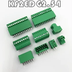 10 pares 15EDG 2,54mm KF2EDG PCB conector de bloque de terminales de tornillo ángulo recto/enchufe de aguja recta conector de clavija 2-12 pines