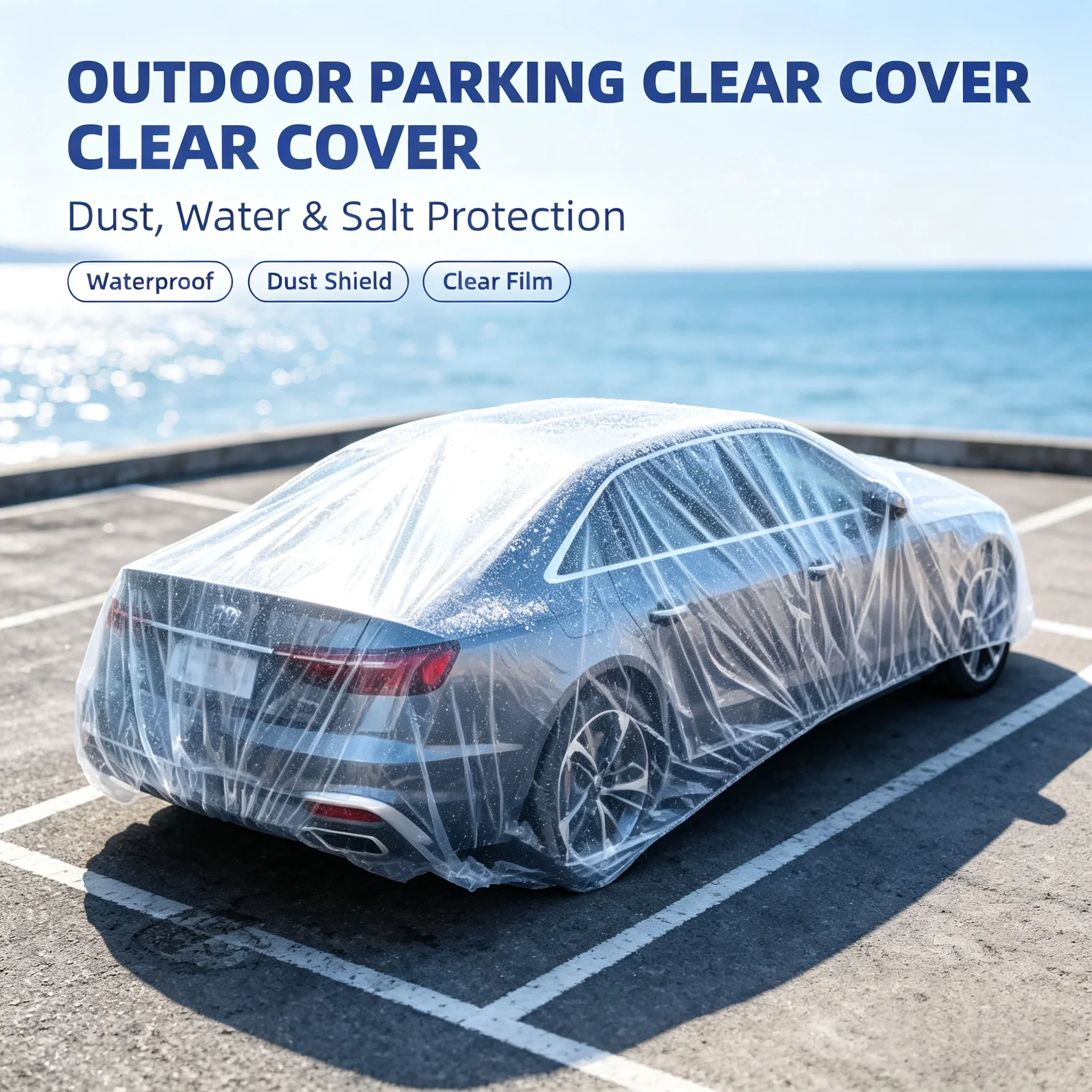 Universal  Disposable Clear Car Cover - Waterproof Dust Protector Throw-Away Transparent Indoor Auto Body Dustproof Protection
