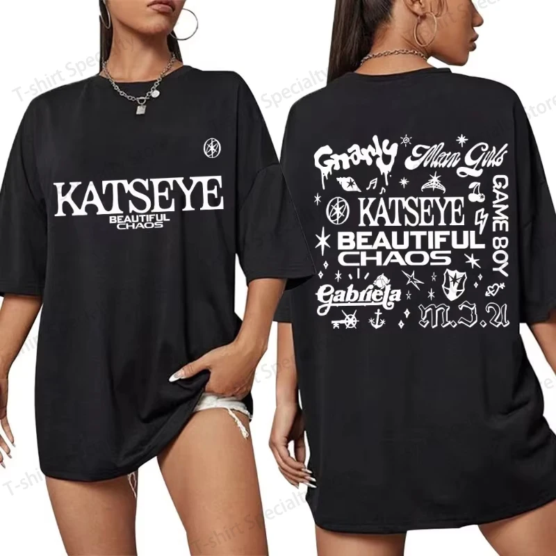 

Korean Katseye Beautiful Chaos Tour T Shirt Kpop Vintage Harajuku Fashion Y2K Men Women T-shirt Loose T Shirts Fans Gifts