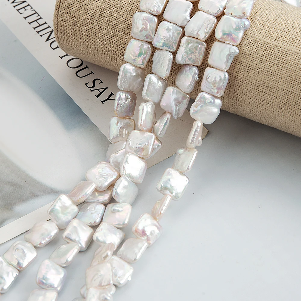 

Натуральный пресноводный жемчуг, белый прямоугольный для изготовления ювелирных изделий, ожерелье, браслет, серьги, аксессуары 11x12 мм