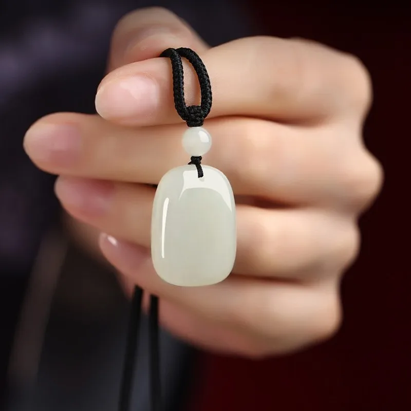 Authentic Natural Hotan Peace Serenity Pendant Necklace for Men and Women, Jade Amulet, Good Luck Ornament
