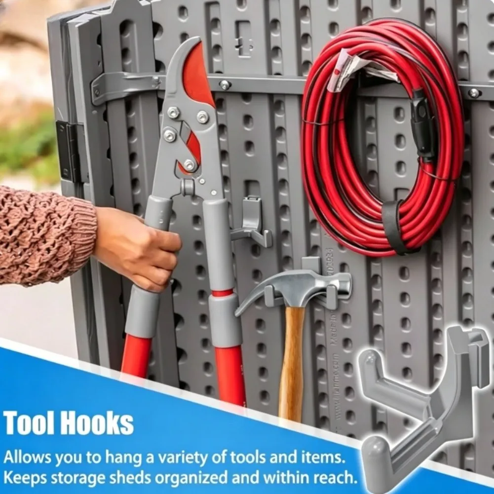 Shed Wall Hooks for Arranging Frequently Used Equipment Within Immediate Reach While Preserving Floor Space for Mobility