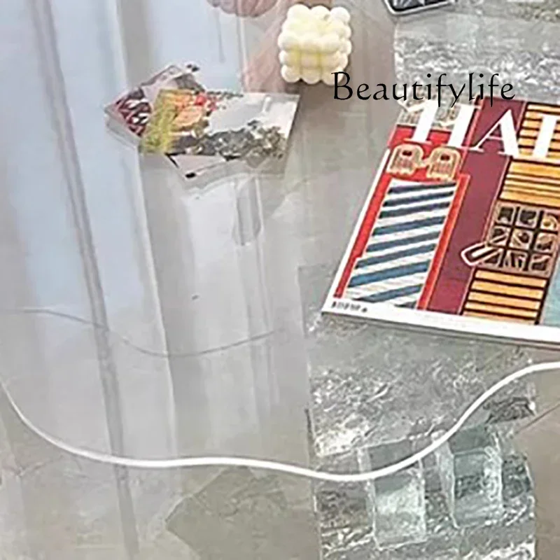 C BJ ZL Modern Luxury Coffee Table Cloud Shape Design Glass Living Room Coffee Table Unique Glam Table Basse Pour Salon