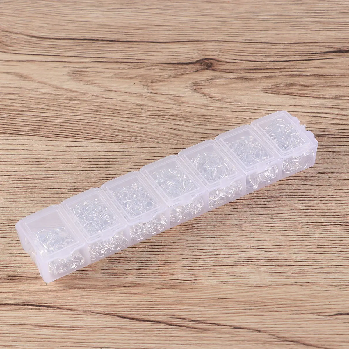 

Jewelry Findings Starter Kit 7 Section Storage Box with Open Closed Rings Lobster Buckles Pliers Tools Silver for Handmade