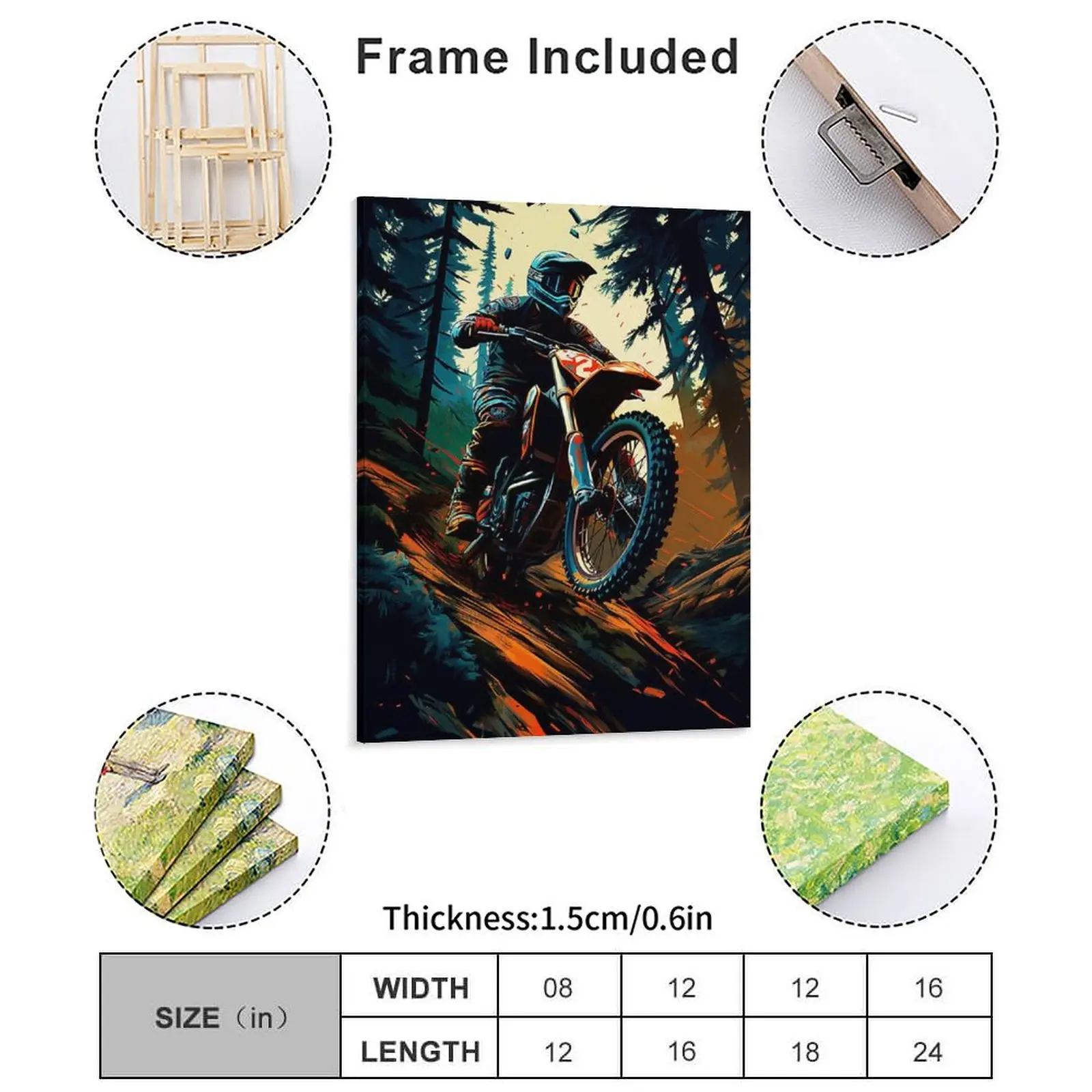 Dirt Motocross Adventure Canvas Painting Plates Customized Design Pub Bar Cave Painting Framed Wall Paintings