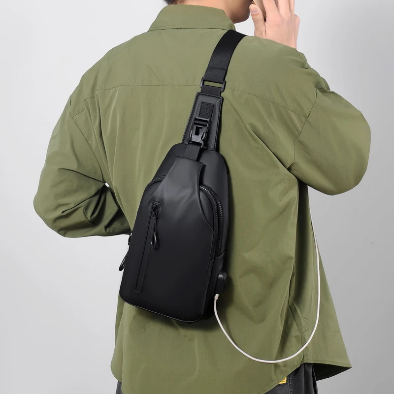 Multifunctional chest bag, men's cross bag with USB charging port and adjustable shoulder strap, suitable for daily commuting S0b6ad07340004daa92e7d74a27a2ee6cM