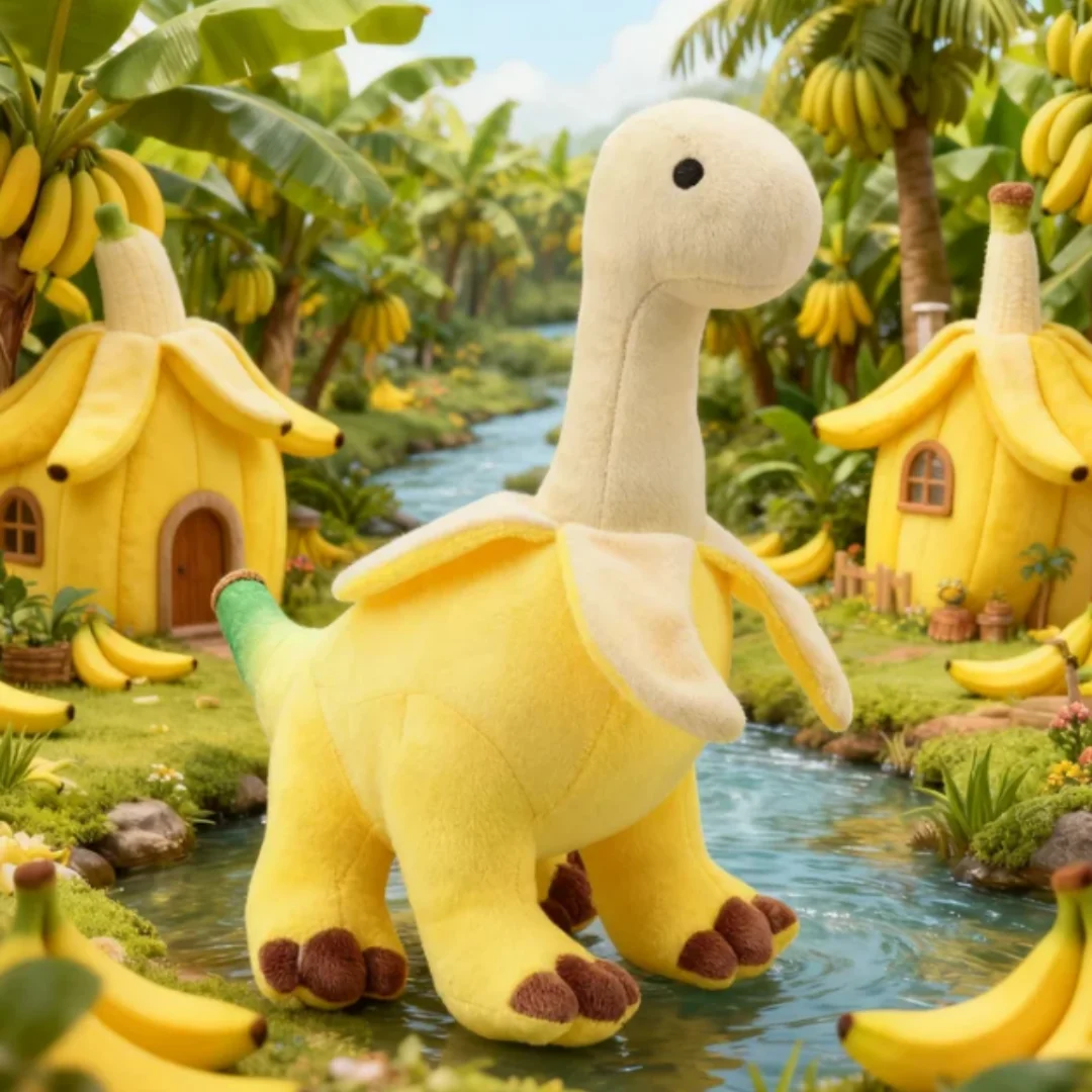 Niedliche Bananen-Brontosaurus-Plüschtiere Weiche Stofftier-Dinosaurier-Plüschfiguren für Kinder Weihnachts- und Geburtstagsgeschenke Zimmerdekoration