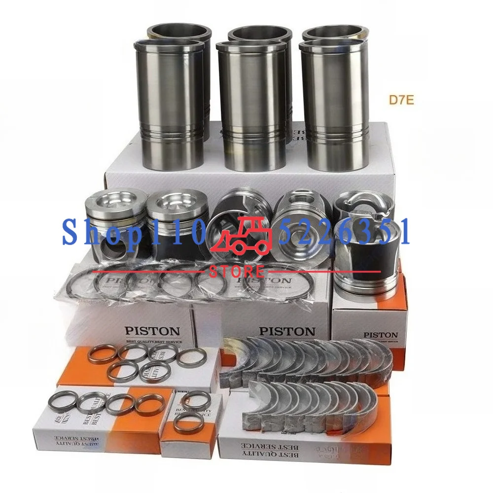 

Overhaul Rebuild D7E Kit For Volvo EC240B EC290B EC290BLC Piston Rings Cylinder Liner Engine Parts