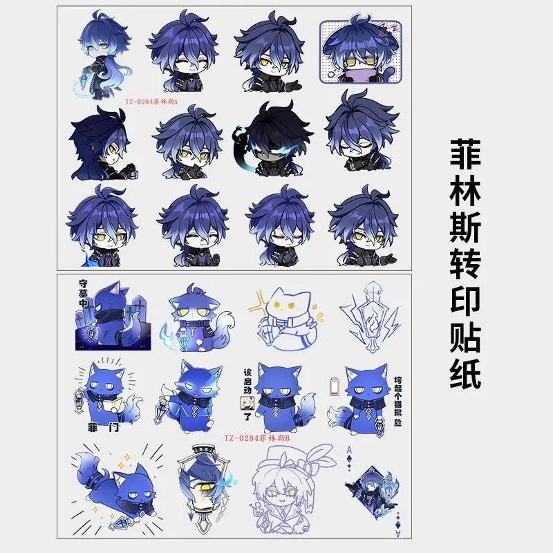 Anime Genshin Impact Flins Cartoons Waterproof DIY Decals 3D transfers UV DTF Crystal Stickers For Glasses Computer, water cup