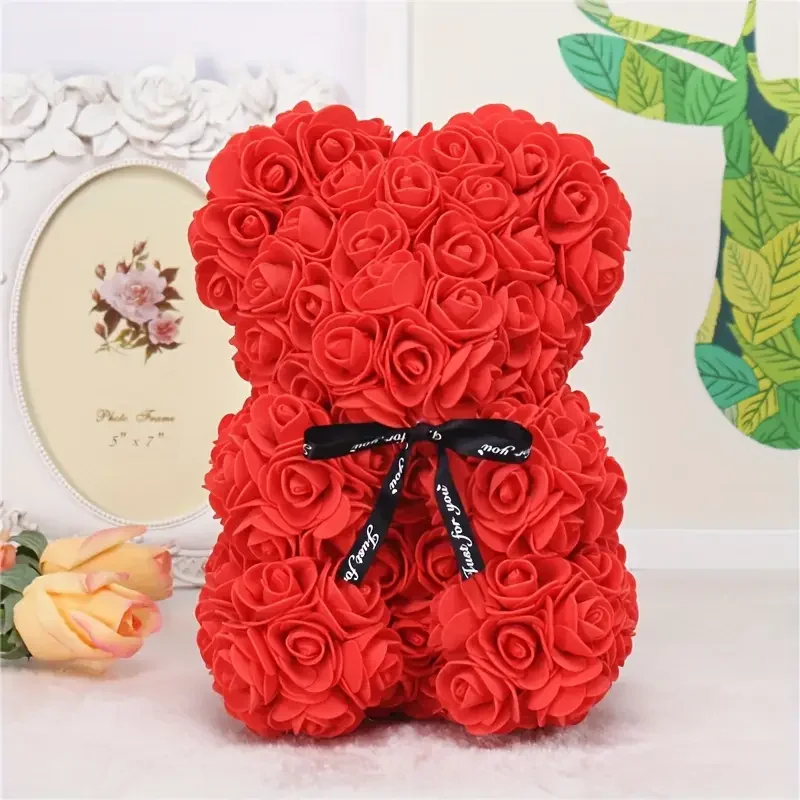 1pc Rose Bear Artificial Foam Flowers Bear Made Of Roses For Valentines Day, Anniversary, Wedding Gifts Mother's Day Gifts