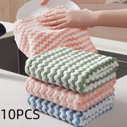 Microfiber Thick Kitchen Towel Super Absorbent Dishcloth Household Rags Non-Stick Oil Table Cleaning Wipe Cloth Scouring Pad