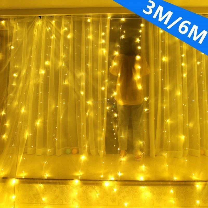 Christmas Decoration Curtain LED String Lights USB Plug-in with Remote Control Holiday Wedding Indoor Bedroom Home Party Lights