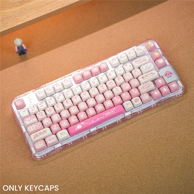 

Pink Peach Theme Mechanical Keyboard Keycap 134 Keys MOA Profile Dye Sublimation Pink Keycaps Cute Keycap for Cherry MX switches