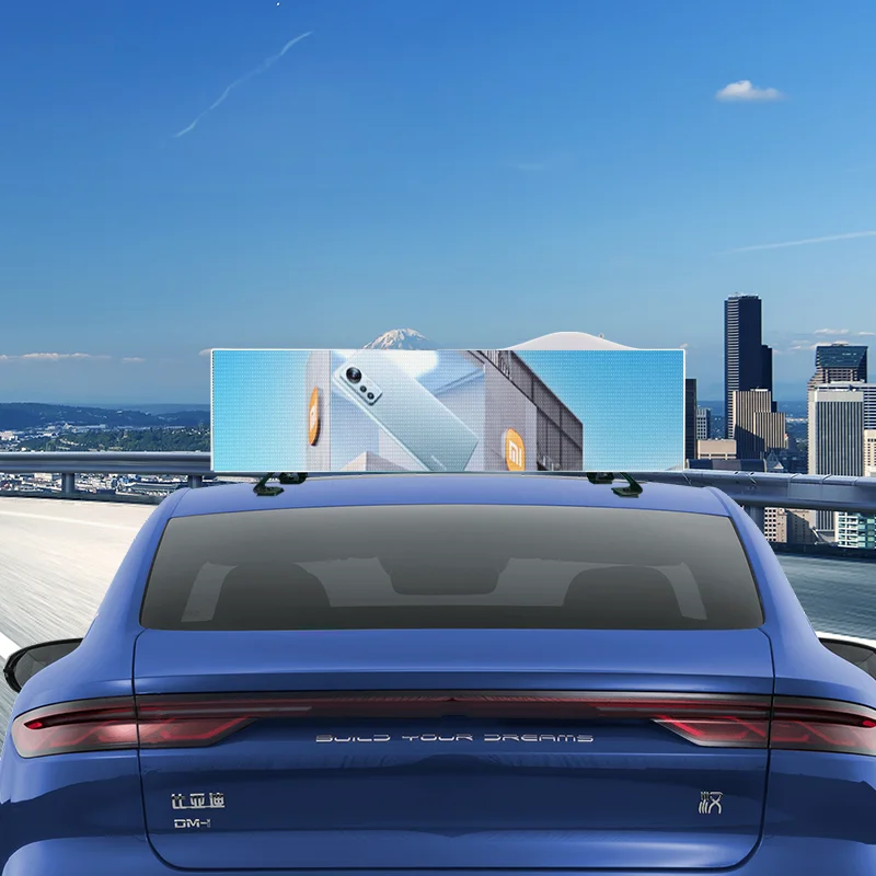 P8 Led Digital Signs Advertising Screens for Cars Double Sided Outdoor Scrolling Taxi Top Led Car Display Roof Top Light Box